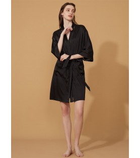 Cutout Detail Black Short Robe