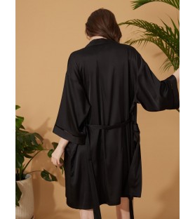 Cutout Detail Black Short Robe
