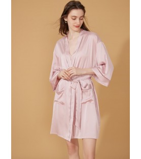 Cutout Detail Pink Short Robe