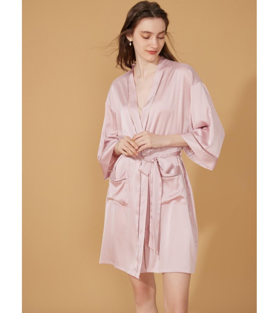 Cutout Detail Pink Short Robe