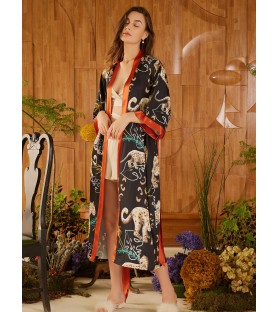 Jungle Animals Pattern Kimono Robe