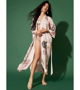 Light Pink Floral Kimono Robe