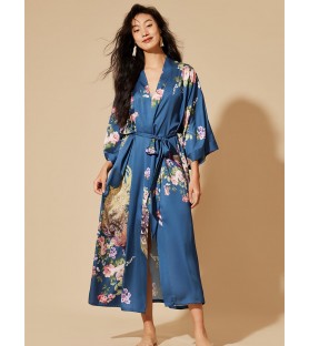 Peacock Blue Kimono Robe