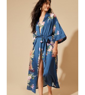 Peacock Blue Kimono Robe