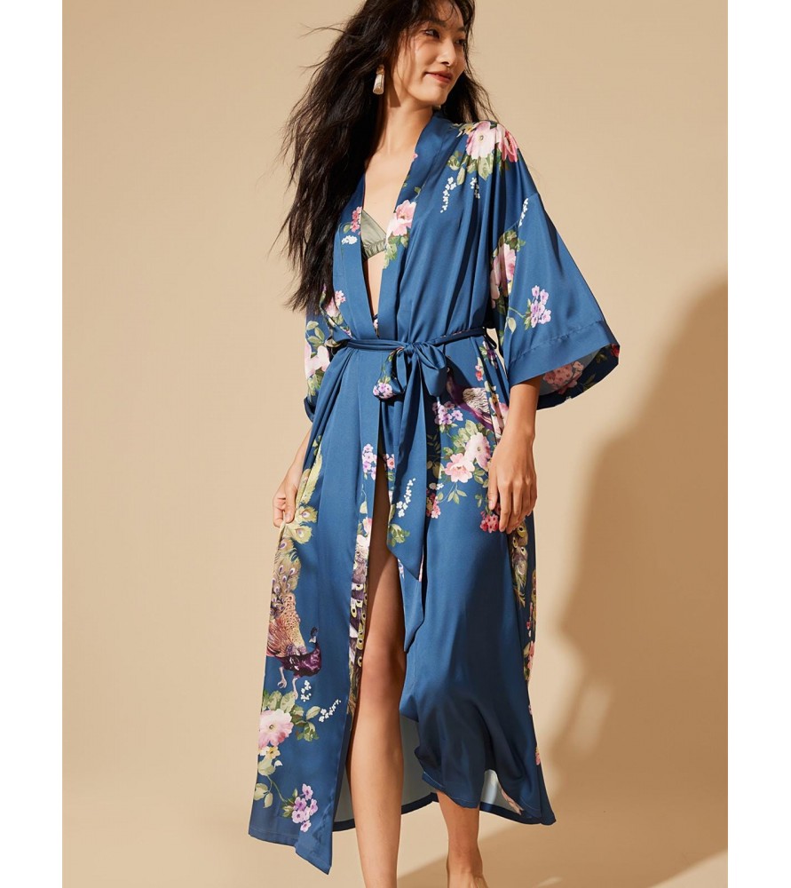 Peacock Blue Kimono Robe